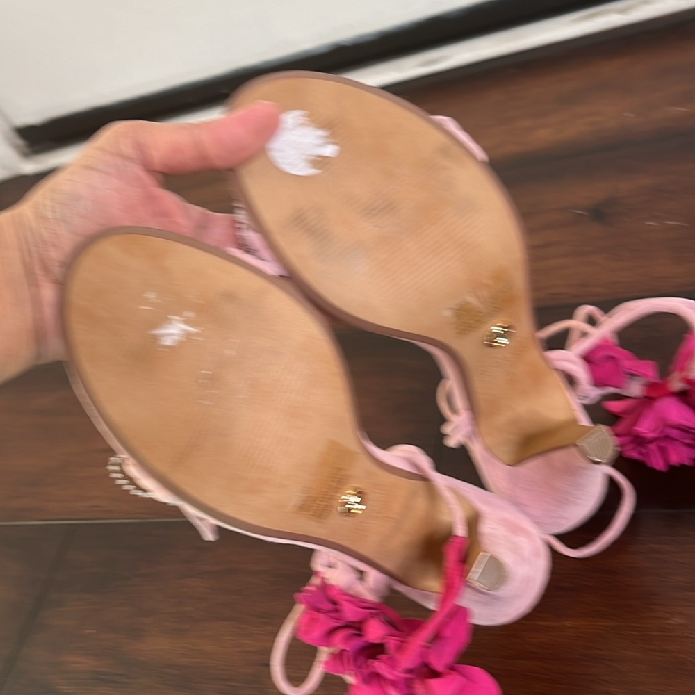 CECELIA NEW YORK Pink and Magenta Floral Ankle-Tie High Heel Sandals - Picture 10 of 13